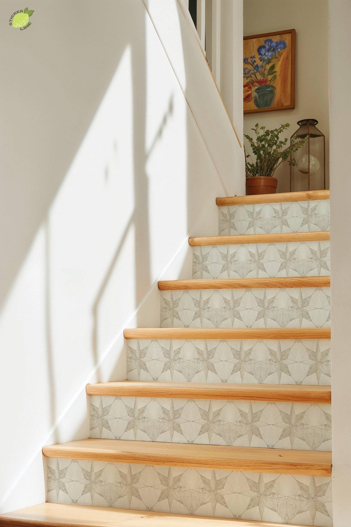 White & Beige Boho Star peel and stick tile decals, photo 8 of 8