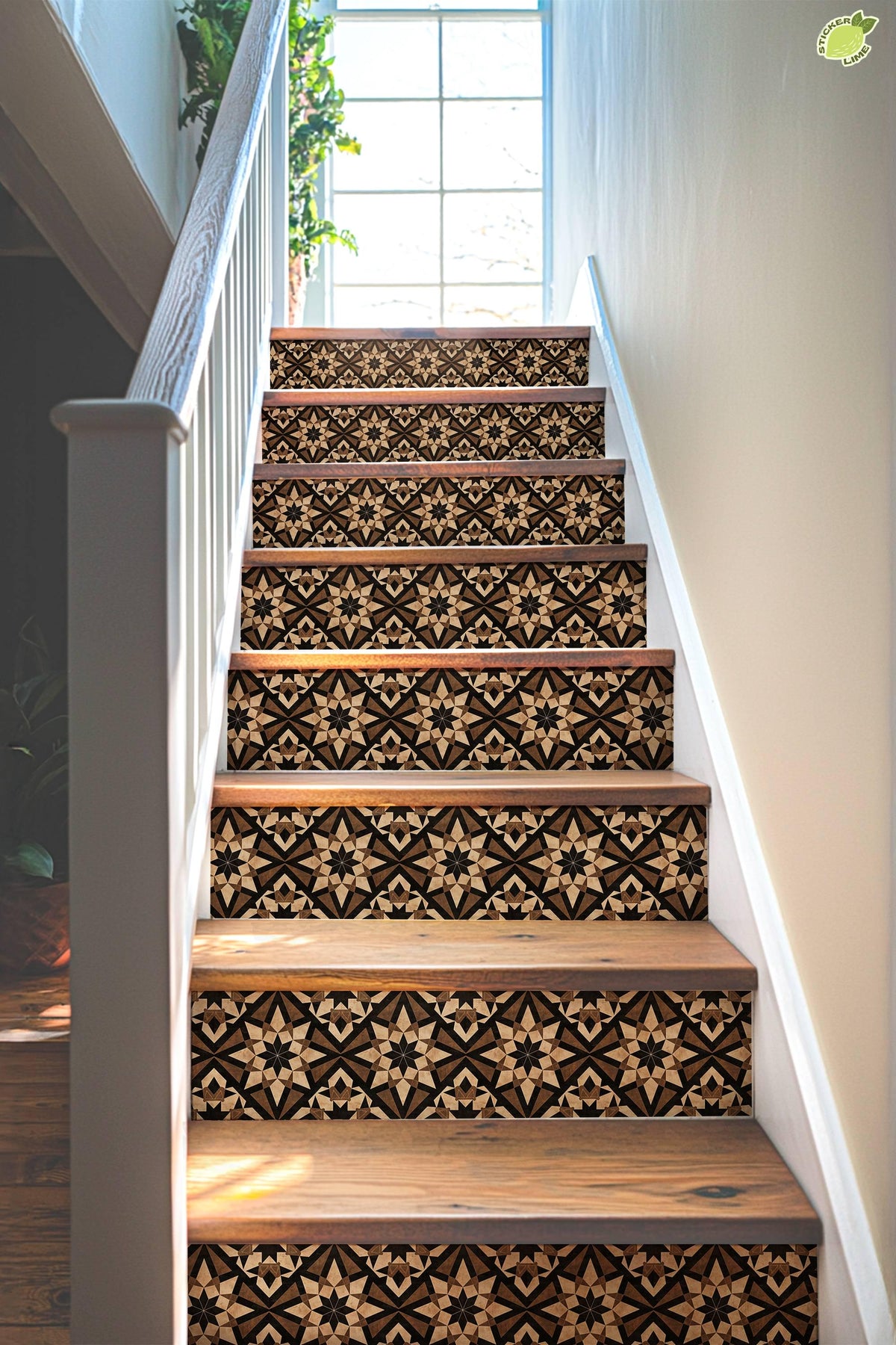 Brown & Beige Rustic Moroccan Tile peel and stick stair riser decals, photo 4 of 8
