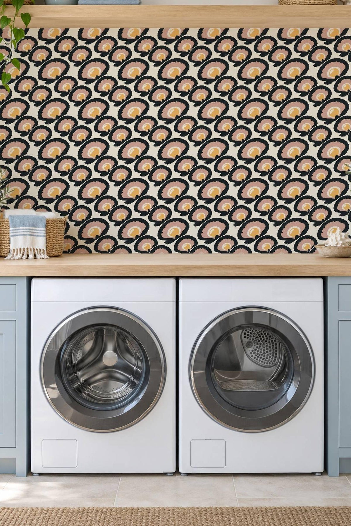 Charcoal Macro Scallop Medallion peel and stick tile decals