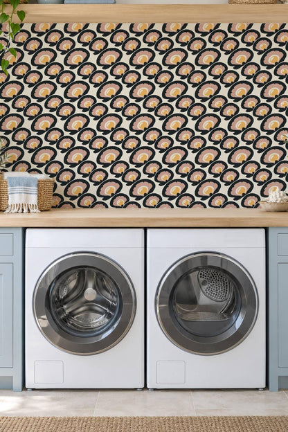 Charcoal Macro Scallop Medallion peel and stick tile decals