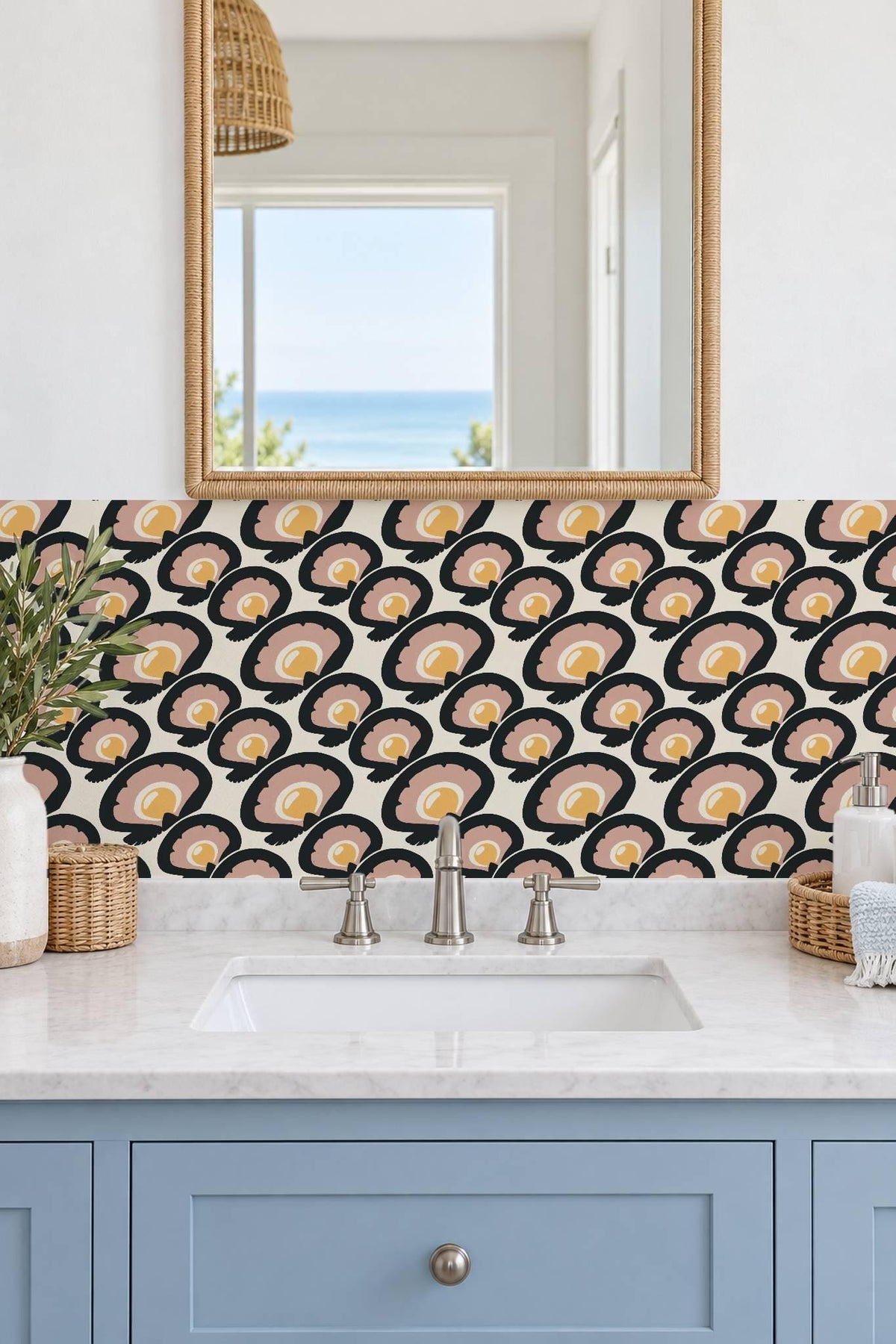 Charcoal Macro Scallop Medallion peel and stick tile decals, photo 4 of 8