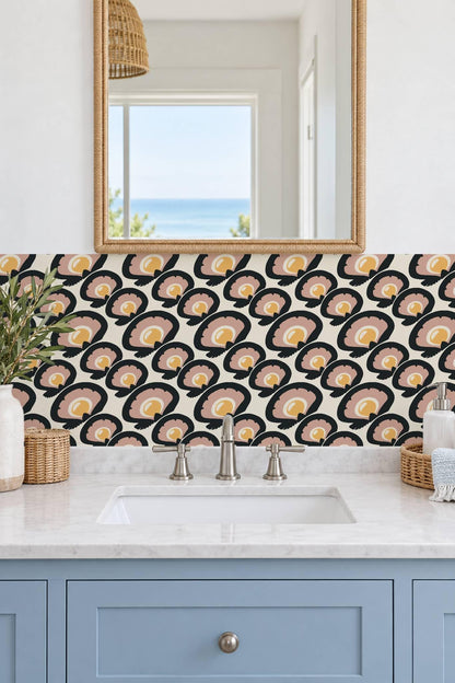 Charcoal Macro Scallop Medallion peel and stick tile decals, photo 4 of 8