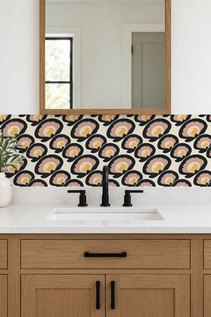 Charcoal Macro Scallop Medallion peel and stick tile decals, photo 7 of 8