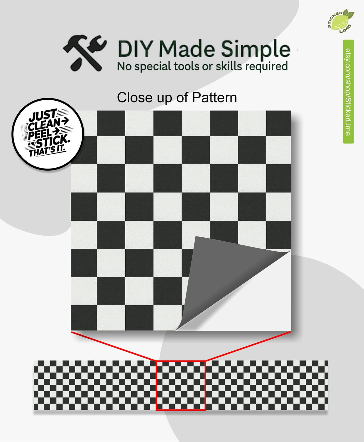 Checker Board peel and stick stair riser decals, photo 2 of 8