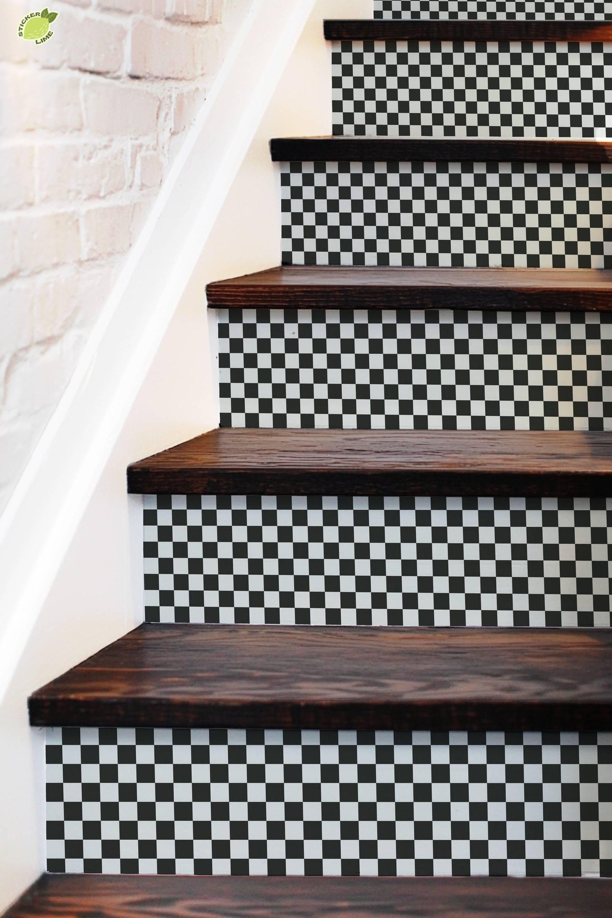 Checker Board peel and stick stair riser decals, photo 3 of 8