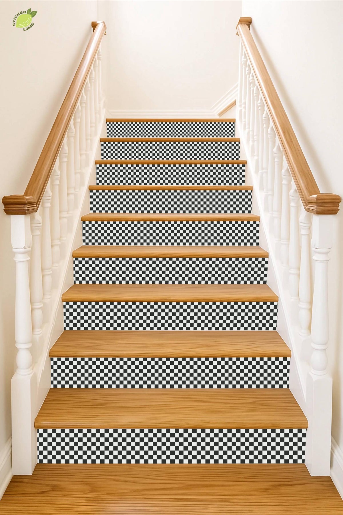 Checker Board peel and stick stair riser decals, photo 4 of 8