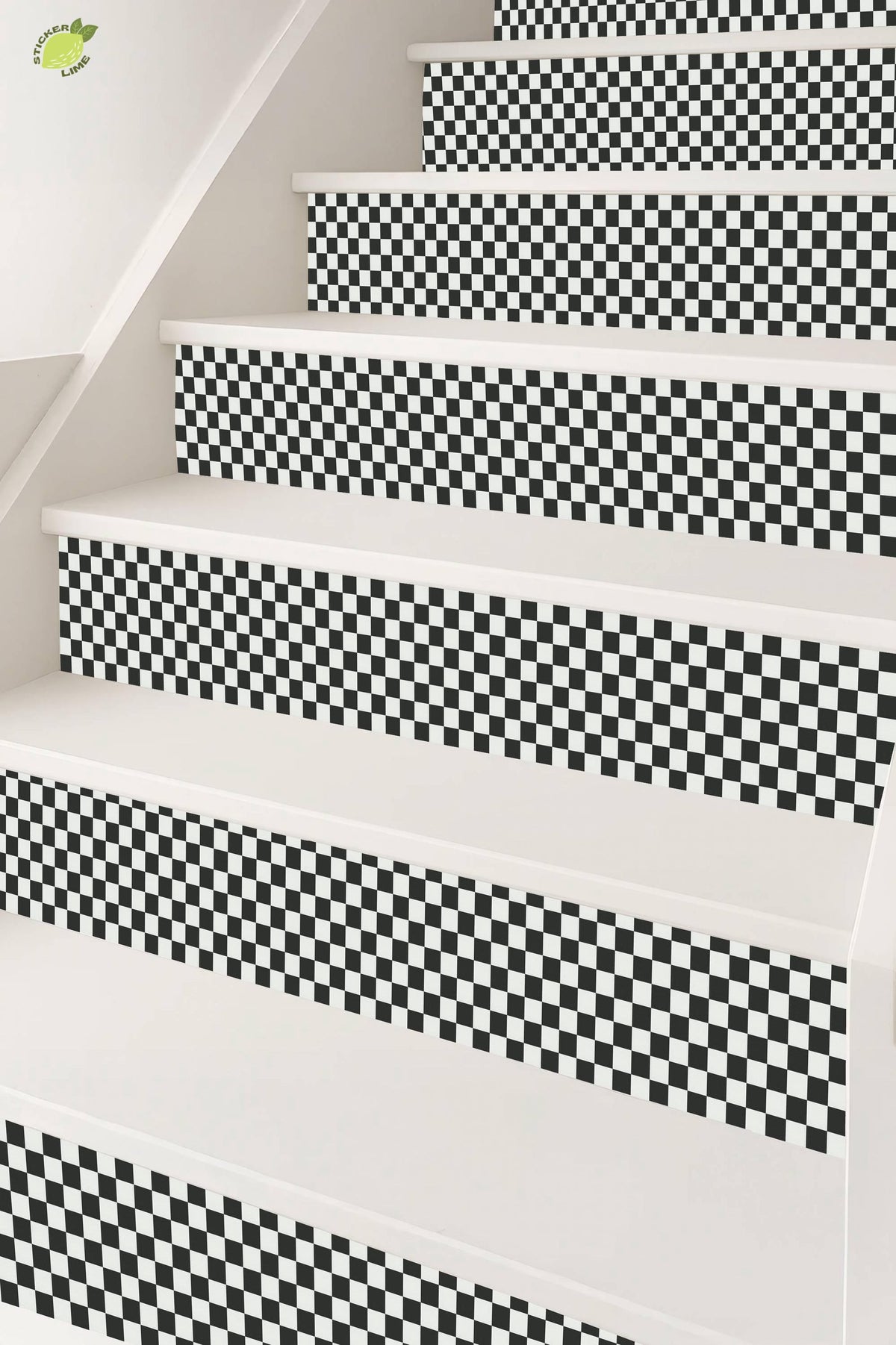 Checker Board peel and stick stair riser decals, photo 7 of 8