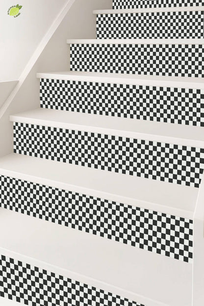 Checker Board peel and stick stair riser decals, photo 7 of 8