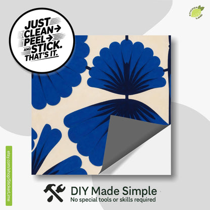 Cobalt Macro Scallop Medallion peel and stick tile decals, photo 2 of 8