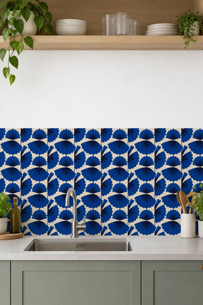 Cobalt Macro Scallop Medallion peel and stick tile decals, photo 6 of 8