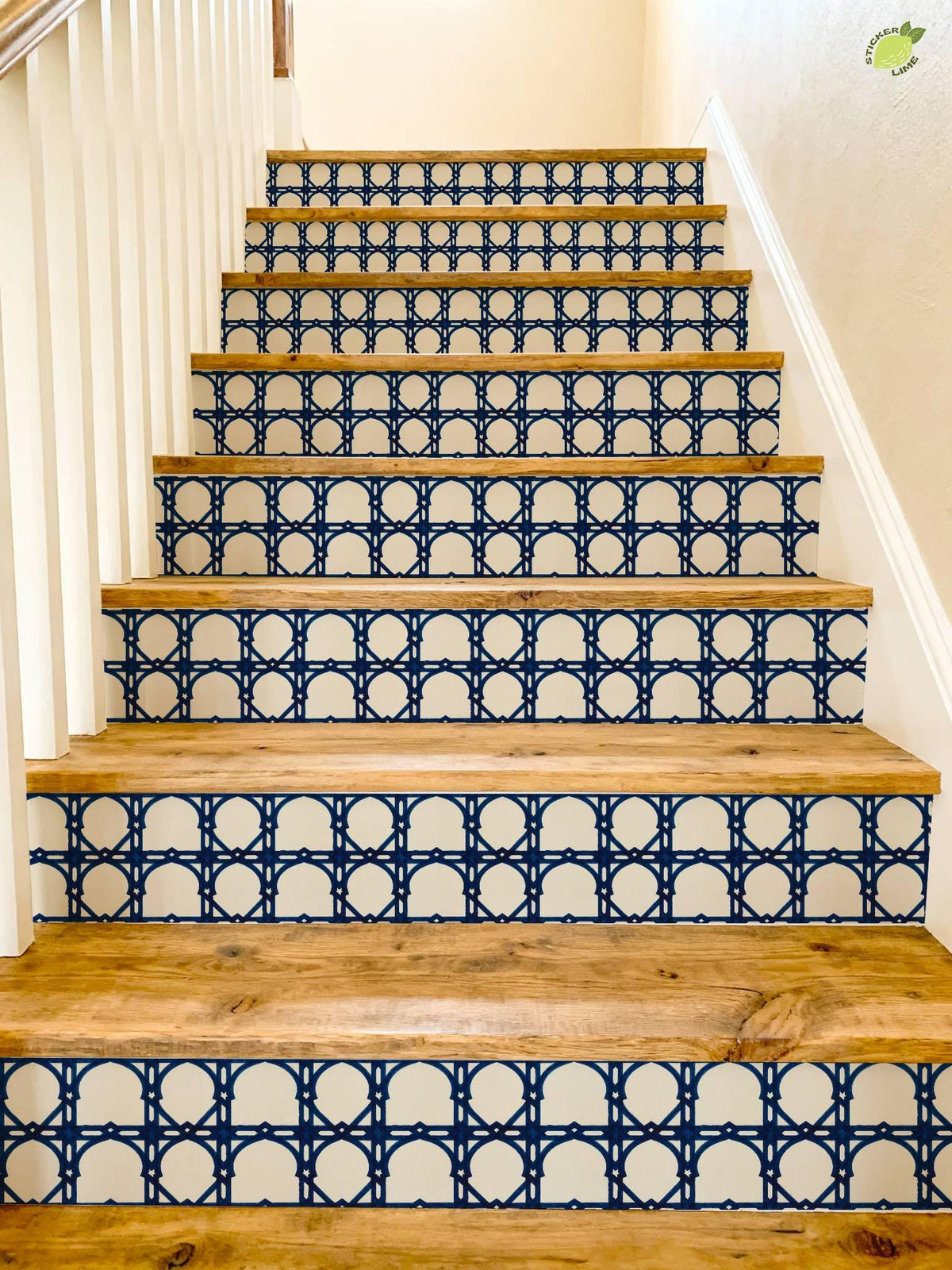 Cobalt Moroccan peel and stick stair riser decals, photo 4 of 8