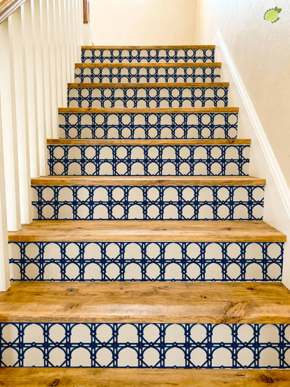 Cobalt Moroccan peel and stick stair riser decals, photo 4 of 8