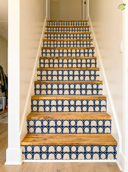 Cobalt Moroccan peel and stick stair riser decals, photo 6 of 8