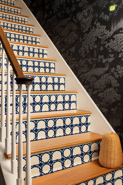 Cobalt Moroccan peel and stick stair riser decals, photo 8 of 8