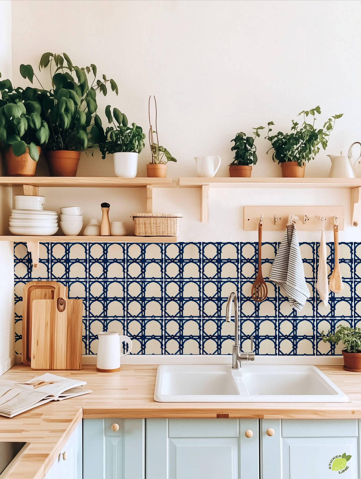 Cobalt Moroccan peel and stick tile decals, photo 5 of 8