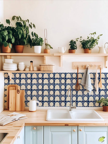 Cobalt Moroccan peel and stick tile decals, photo 5 of 8