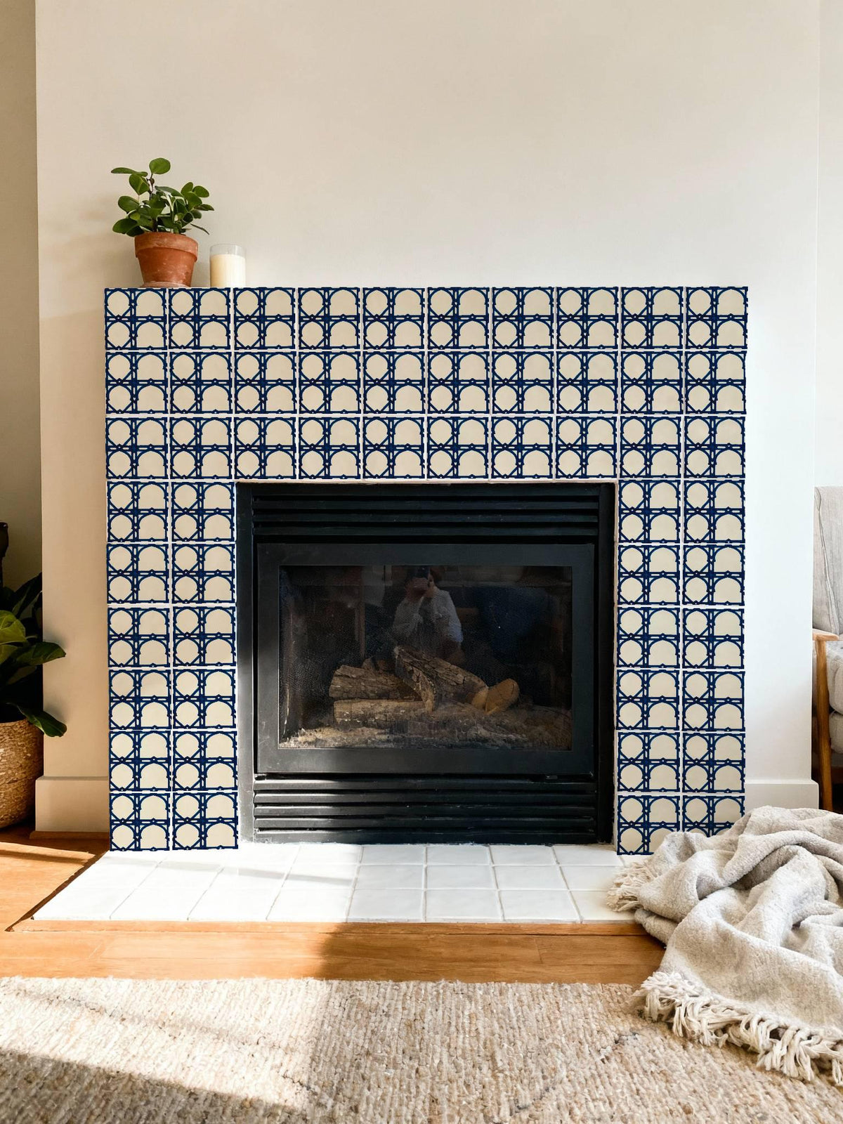 Cobalt Moroccan peel and stick tile decals, photo 6 of 8