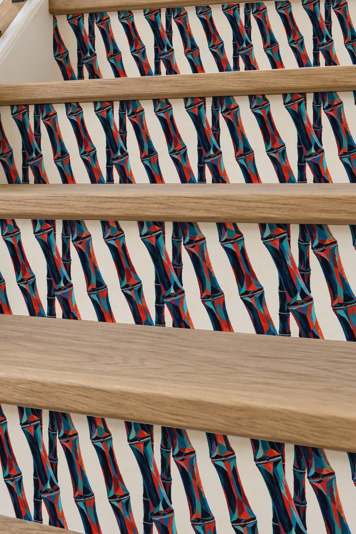 Crystalline Bamboo Gouache Paint peel and stick stair riser decals