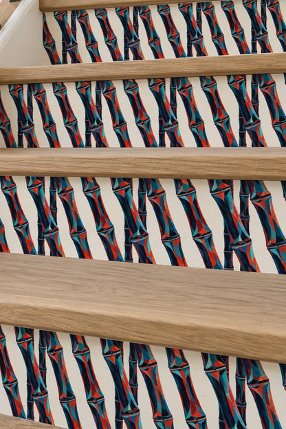Crystalline Bamboo Gouache Paint peel and stick stair riser decals