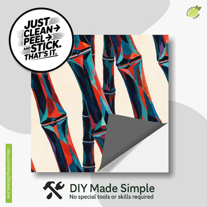 Crystalline Bamboo Gouache Paint peel and stick tile decals, photo 2 of 8