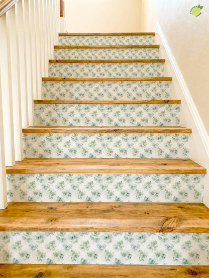 Ethereal Eucalyptus Watercolor Botanical peel and stick stair riser decals, photo 8 of 8