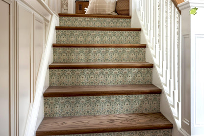 Neutral Floral peel and stick stair riser decals, photo 8 of 8