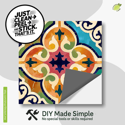 Orange & Pink Moroccan peel and stick tile decals, photo 2 of 8