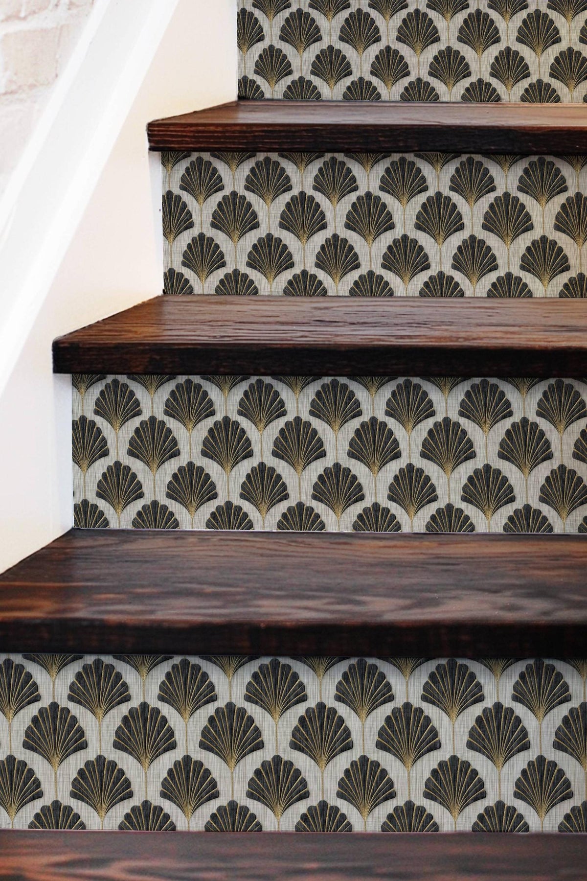 Art Deco Fan Motif peel and stick stair riser decals