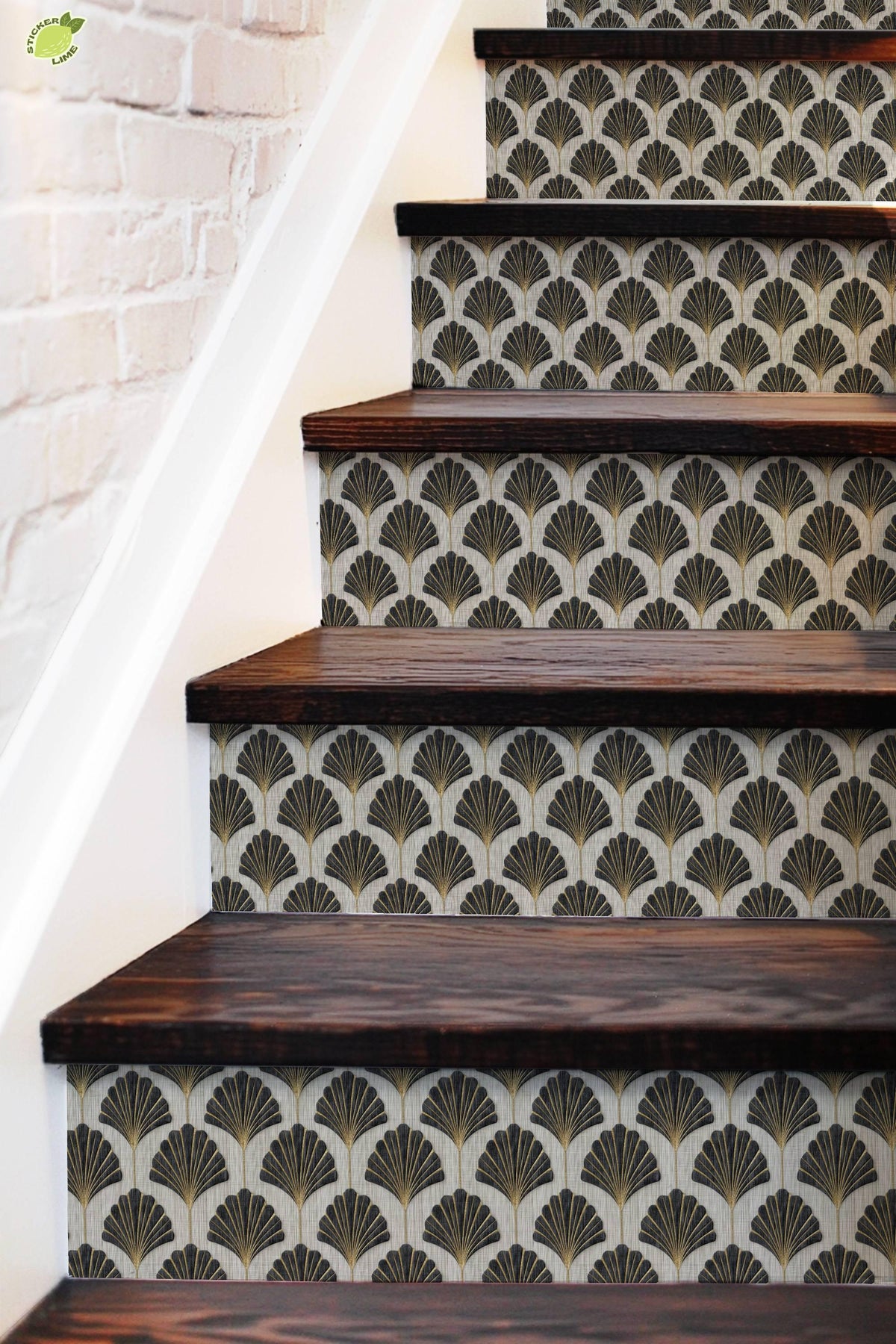 Art Deco Fan Motif peel and stick stair riser decals, photo 5 of 8