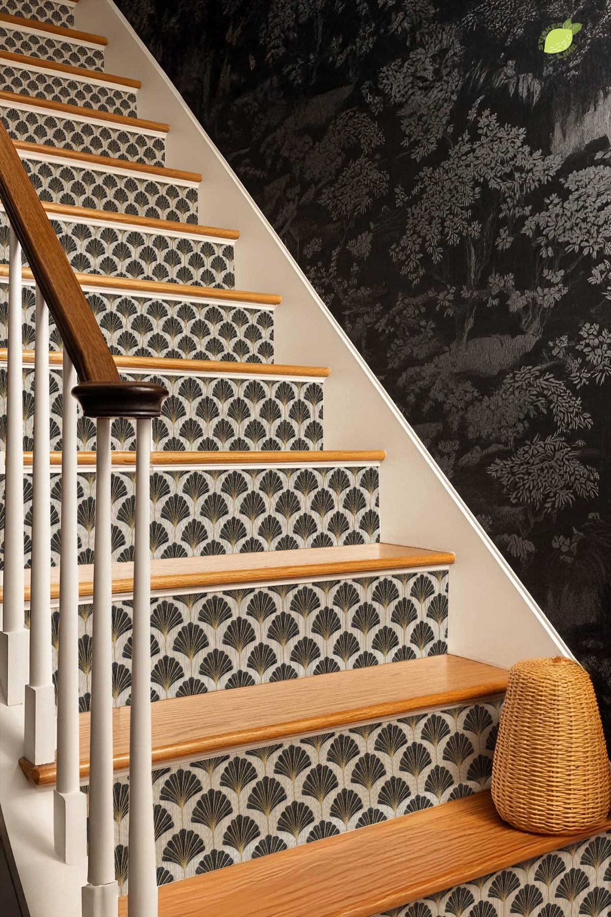 Art Deco Fan Motif peel and stick stair riser decals, photo 6 of 8