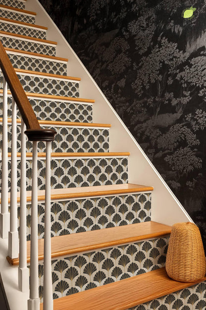 Art Deco Fan Motif peel and stick stair riser decals, photo 6 of 8