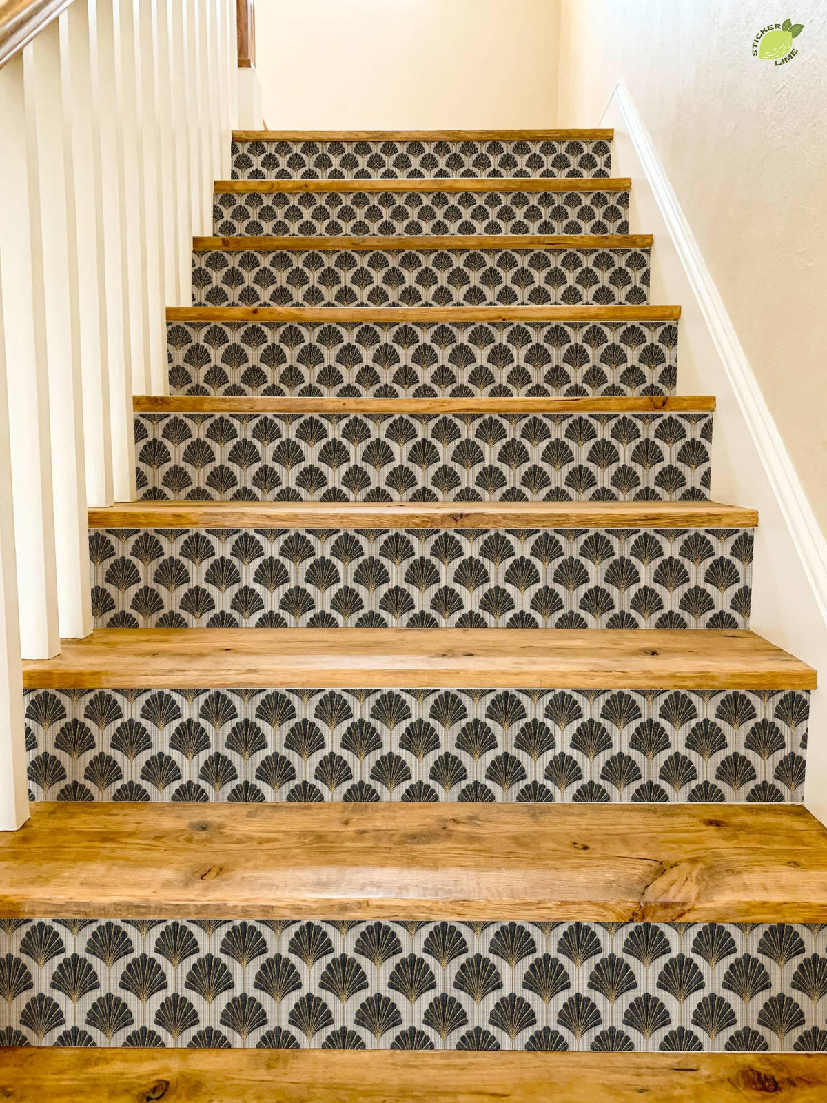 Art Deco Fan Motif peel and stick stair riser decals, photo 8 of 8