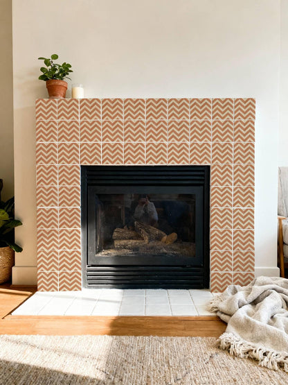 Terracotta Herringbone peel and stick tile decals, photo 7 of 8