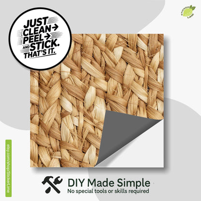 Natural Braided Jute Texture peel and stick tile decals, photo 2 of 8