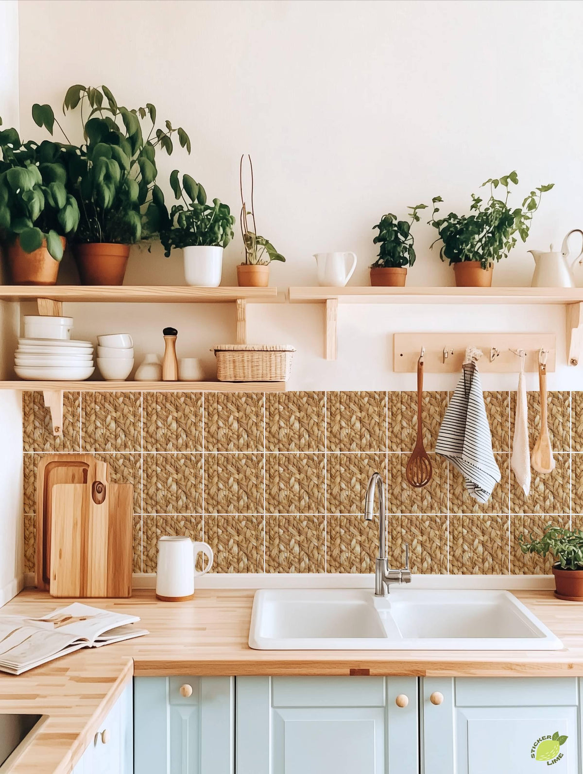 Natural Braided Jute Texture peel and stick tile decals, photo 6 of 8