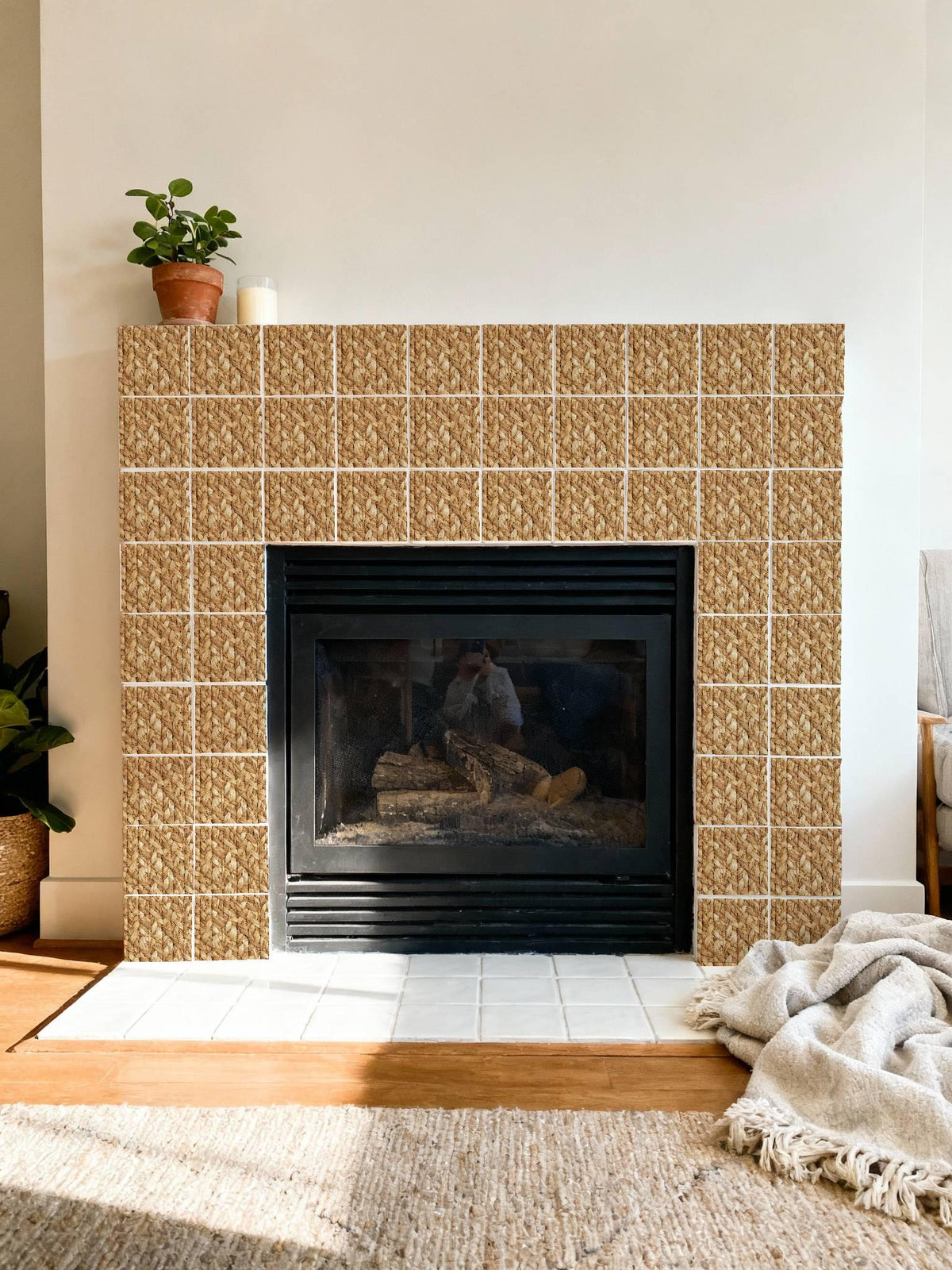 Natural Braided Jute Texture peel and stick tile decals, photo 7 of 8