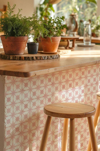Dusty Rose Large Star Geometric peel and stick tile decals