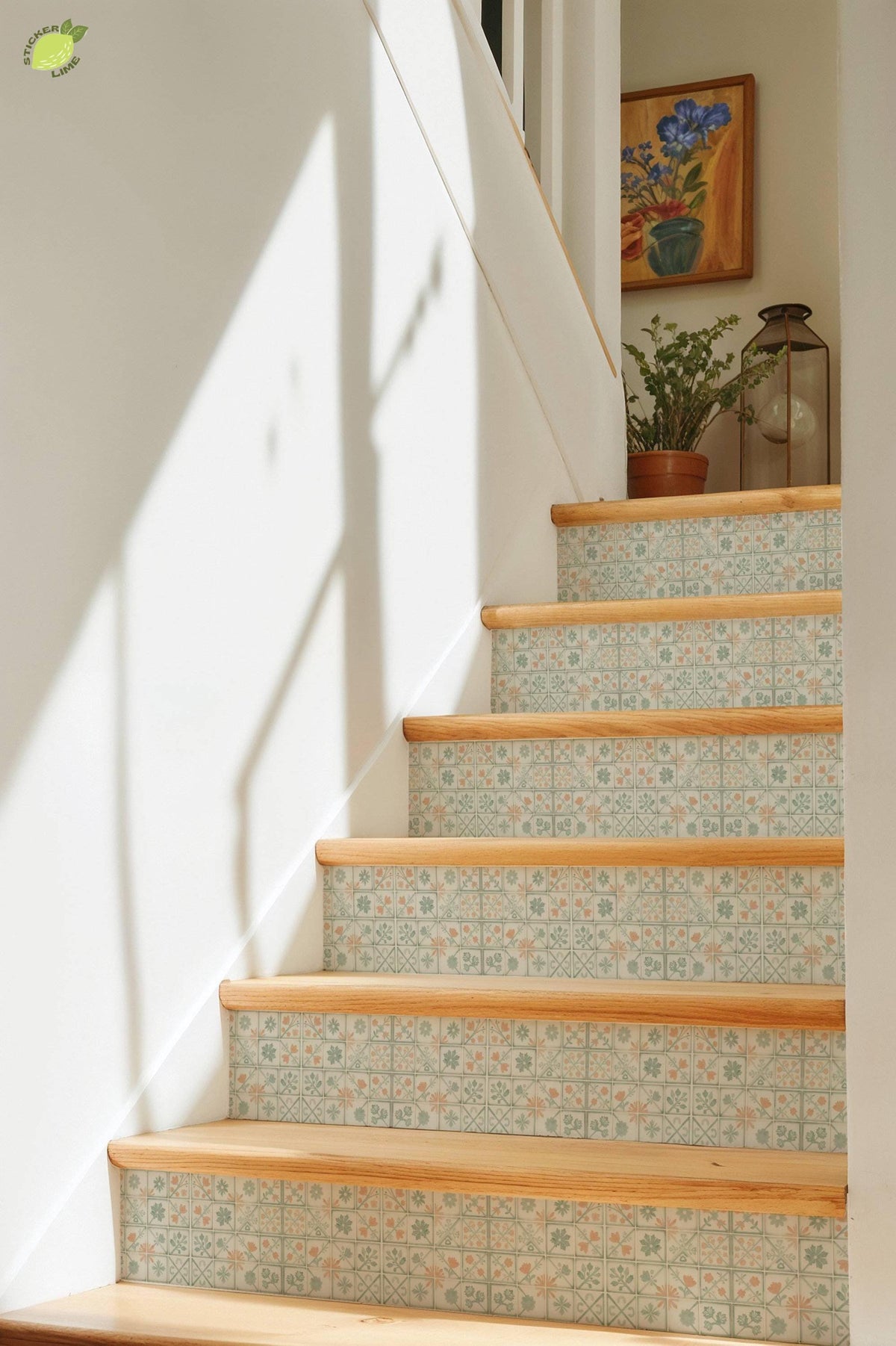 Sage Herringbone Folk Art peel and stick tile decals, photo 8 of 8