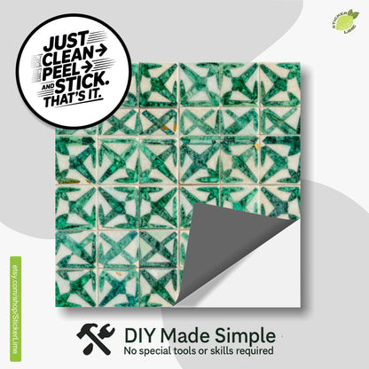 Emerald Zellige Mosaic peel and stick tile decals, photo 2 of 8