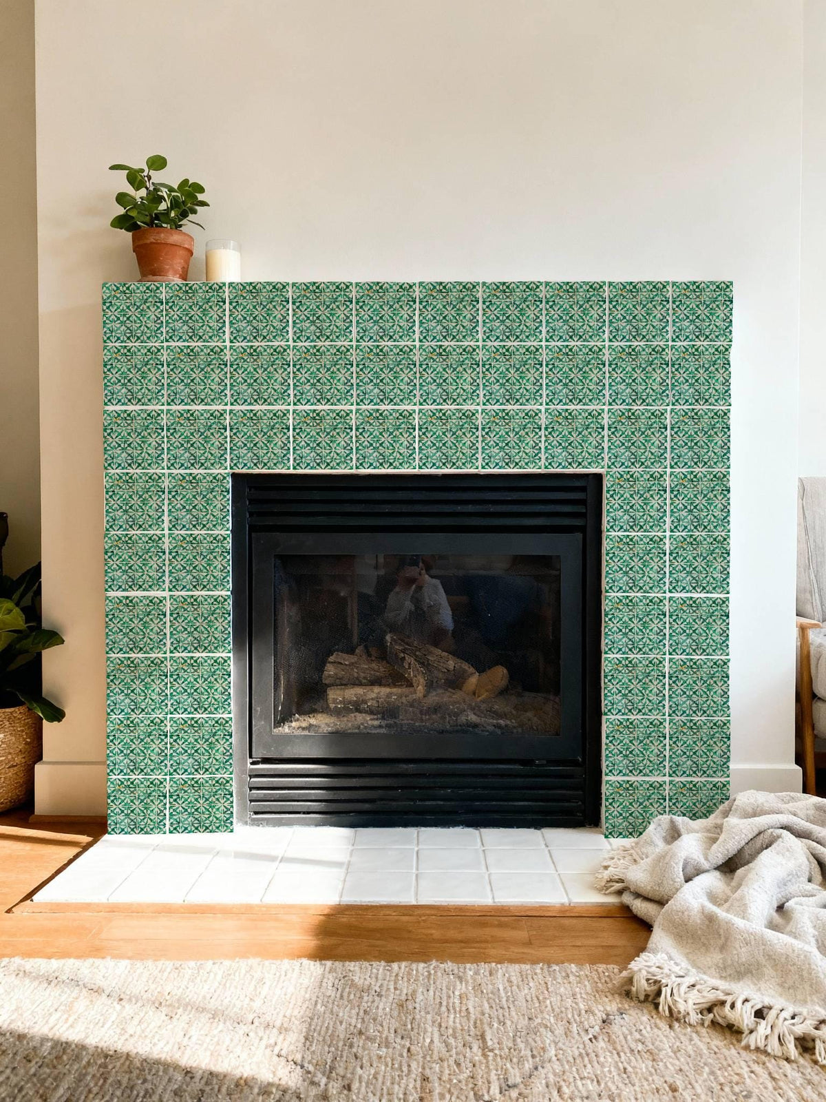 Emerald Zellige Mosaic peel and stick tile decals, photo 7 of 8