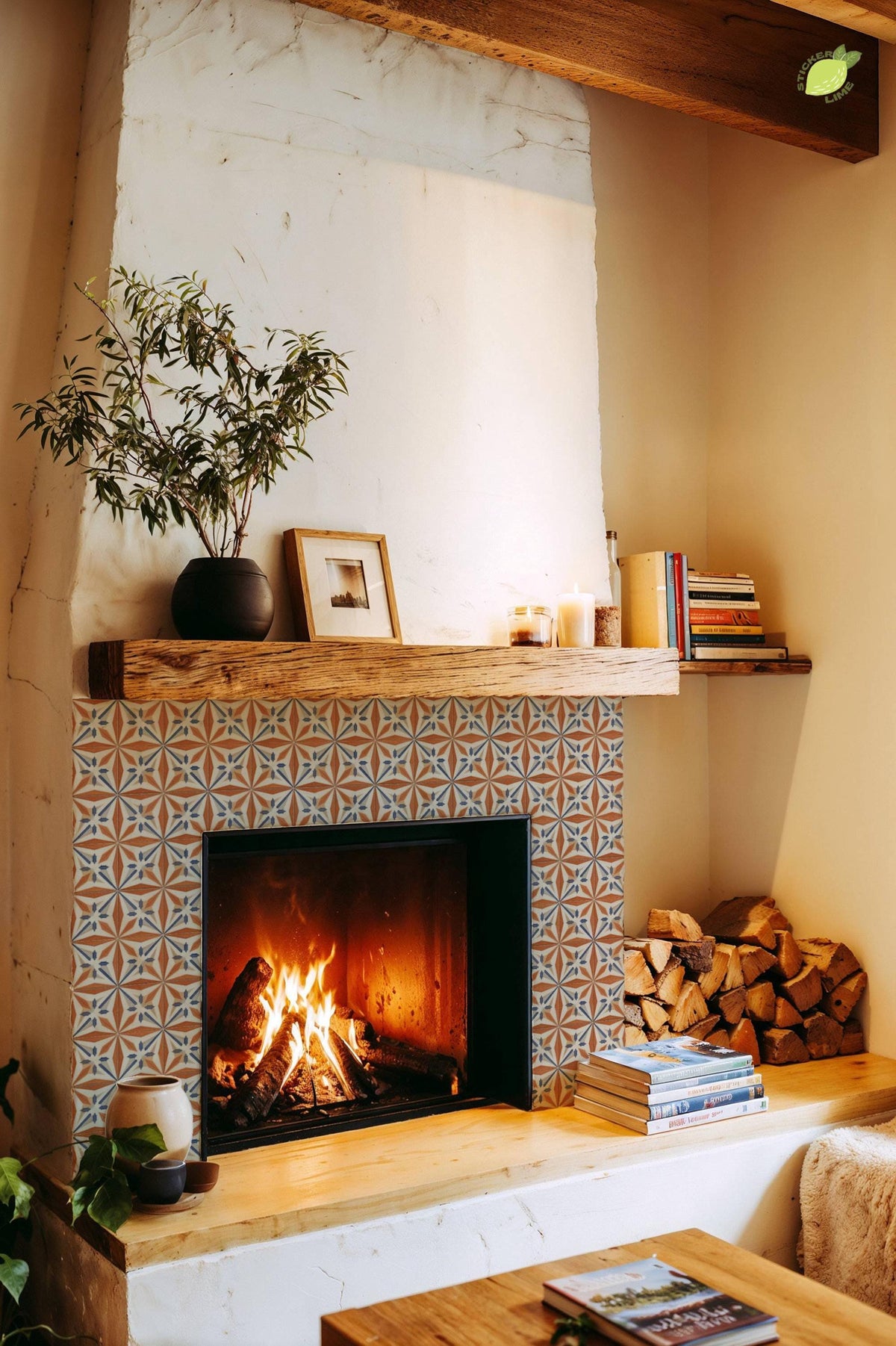 Terracotta Deco Sunburst peel and stick tile decals, photo 3 of 8