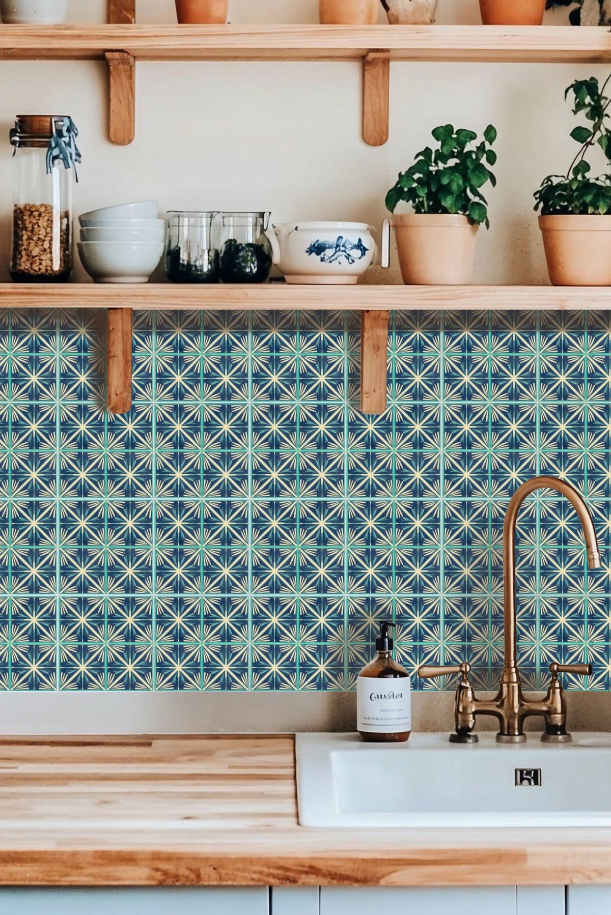 Mockups show the pattern in a room. Check the size menu for the decal dimensions.