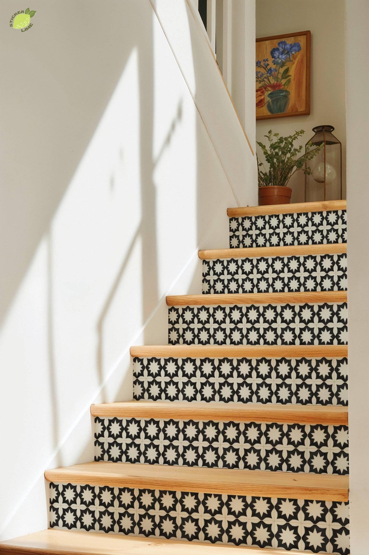 Onyx White Geometric Star peel and stick tile decals, photo 7 of 8