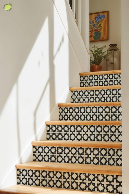 Onyx White Geometric Star peel and stick tile decals, photo 7 of 8