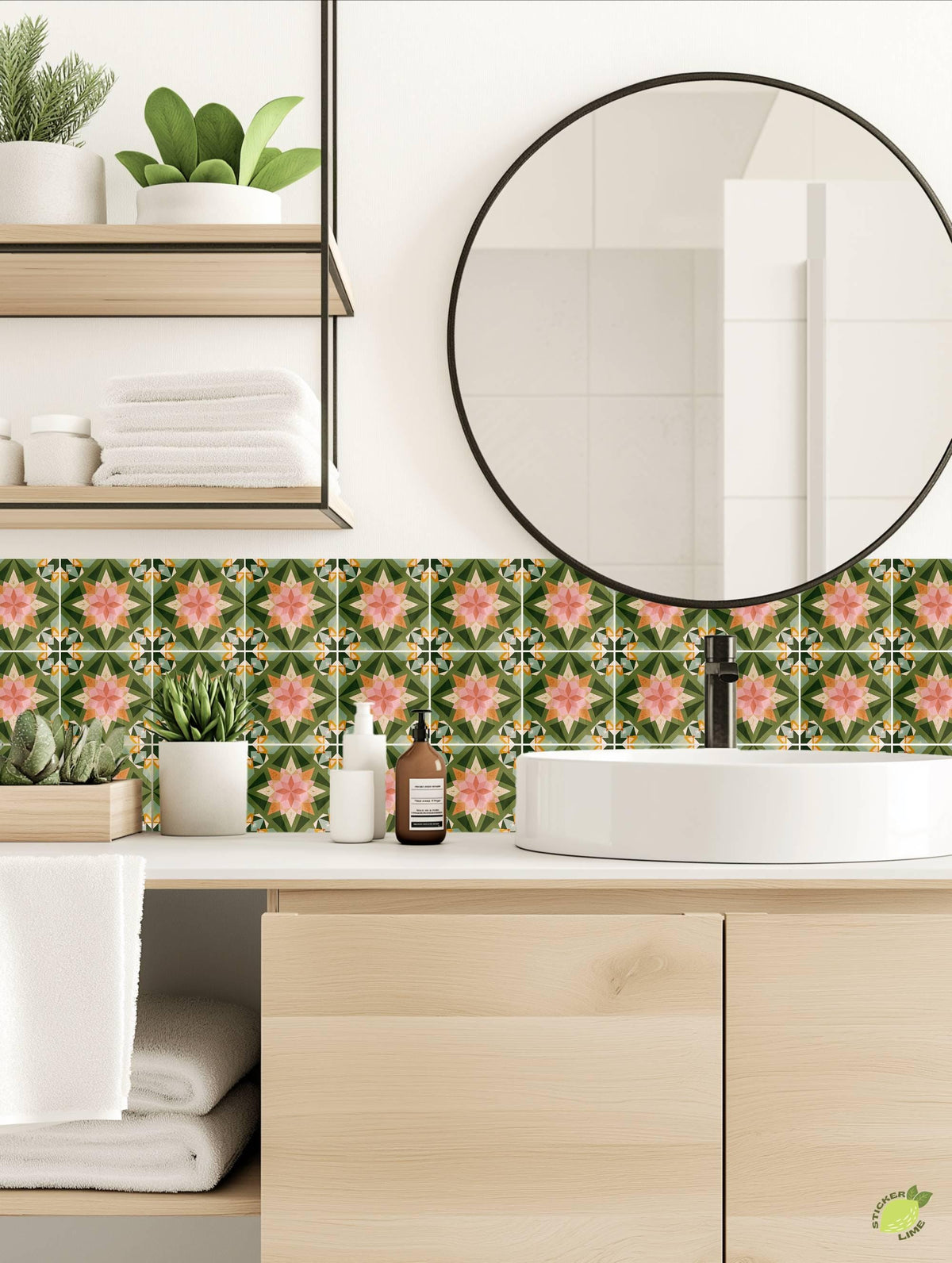Mockups show the pattern in a room. Check the size menu for the decal dimensions.