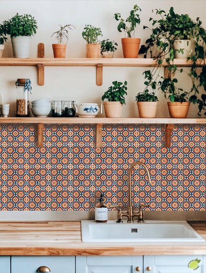 Mid-Century Geometric Starburst Surface peel and stick tile decals, photo 4 of 8