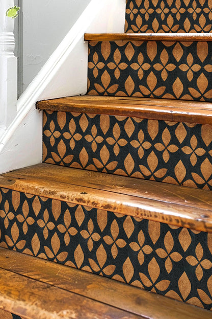 Modern Geometric Gold Leaf Motif peel and stick stair riser decals