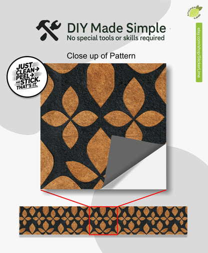 Modern Geometric Gold Leaf Motif peel and stick stair riser decals, photo 2 of 8