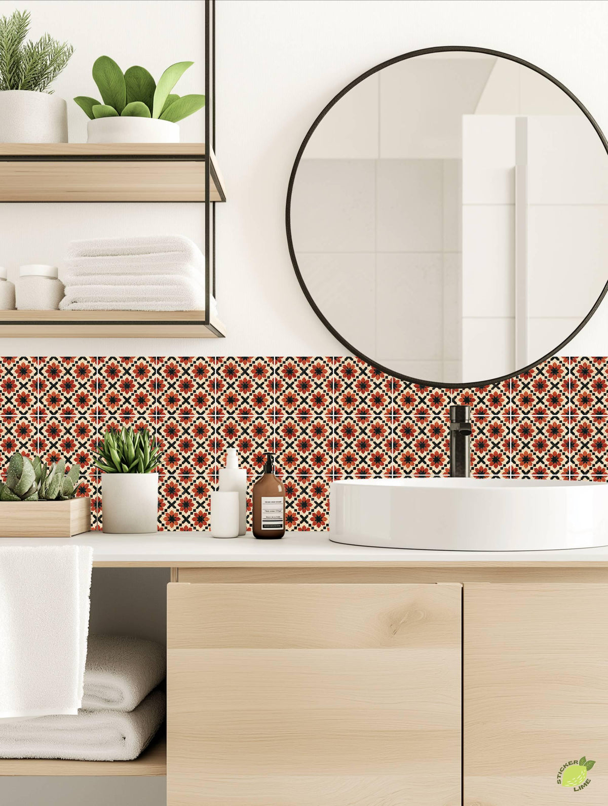 Geometric Moorish Star peel and stick tile decals, photo 2 of 8