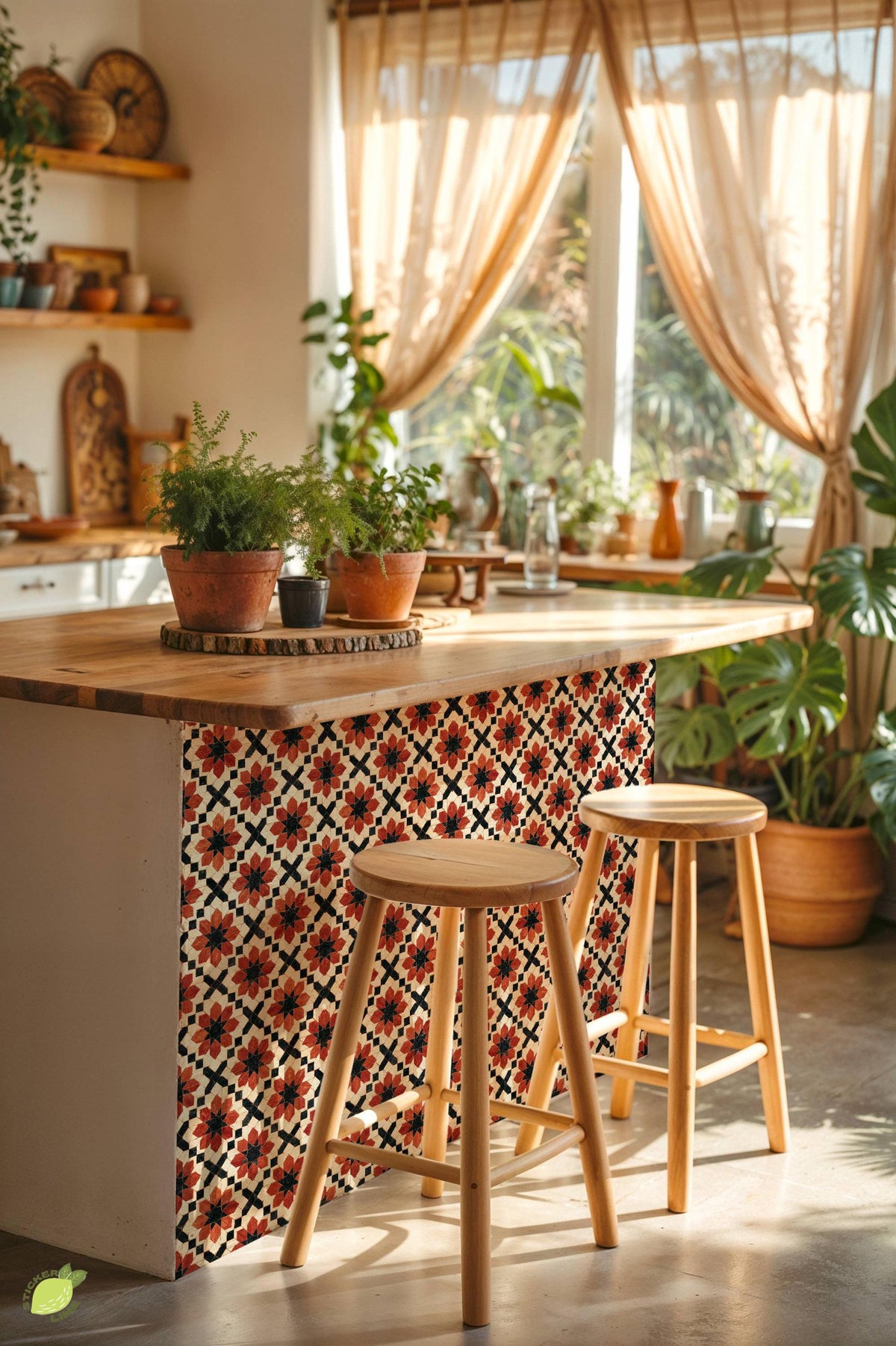 Geometric Moorish Star peel and stick tile decals, photo 6 of 8